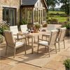 STILVORA Gartenlounge-Set für 6 Personen Garten-Essgruppe Gartenmöbel-Set mit 1 Tisch & 6 Stühle, (Garten-Essgruppe 6-Sitzer, Tisch + 6 Stühle, Metall WPC, 6 Personen Set, Khaki/Beige, Outdoor), atmungsaktiv, rostfrei, komfortabel, stabil, pflegeleicht Bild 2