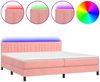 vidaXL Boxspringbett mit Matratze & LED Rosa 200x200 cm Samt 3134548 Bild 2