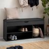 Schuhbank mit Sitzfläche Garderoben-Bank 104 x 51 x 32 cm Kunstleder Schwarz, Holzbank Klein Gepolstert, Sitzbank Schmal Flur mit Stauraum, Truhenbank Schuhtruhe Flurmöbel Bild 2