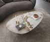 Couchtisch Edge Oval 140x75 cm Keramik Minas Melange Conis Metall Effektfinish Titan Bild 4
