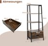 Leiterregal freistehend 134cm Bücherregal mit 4 offenen Regalen und 2 Schubladen vielseitiges Standregal Braun Bild 2