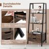 Leiterregal freistehend 134cm Bücherregal mit 4 offenen Regalen und 2 Schubladen vielseitiges Standregal Braun Bild 3
