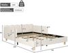 Merax Polsterbett, Kinderbett 140 x 190 cm, Bett mit und gepolstertes Kopfteil und Rausfallschutz, Bettbeine aus Massivholz, Samt, beige Bild 4