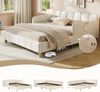 Merax Polsterbett, Kinderbett 140 x 190 cm, Bett mit und gepolstertes Kopfteil und Rausfallschutz, Bettbeine aus Massivholz, Samt, beige Bild 3