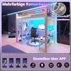 Hochbett mit Schreibtisch, LED-Streifen, Lattenrost, Leiter, Regalen, Wandgitter, Rausfallschutz und Kleiderstange, 140x200 cm, Kinderbett, Metallbett Bild 4