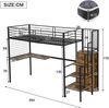 Hochbett Liegefläche 90x200 cm aus Metall und MDF mit integriertem Kleiderschrank, seitlicher Holztreppe und EN747-Zertifizierung, ohne Matratze Bild 5