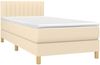 vidaXL Boxspringbett mit Matratze Creme 100x200 cm Stoff 3140758 Bild 3