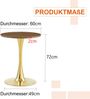 Runder Beistelltisch H 72 x T 60 x B 60 cm, MDF in Walnussoptik mit goldfarbener Metallsäule Bild 5
