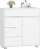 Badezimmerschrank, Badschrank mit Verstellbare Ablage, Kommode mit 4 Schubladen und 1 Schranktür, Modern, für Wohnzimmer, Badezimmer, 30 x 80 x 82 cm Weiß Bild 2