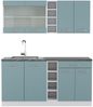 Singleküche R-Line Blau-Grau/Weiß 160 cm , AP Anthrazit Vicco Bild 1