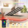 LVHOM Polsterbett mit USB-Anschluss und LED-Beleuchtung, Nadelstreifen Bettgestell, Polsterbett/Doppelbett/Stauraumbett/Boxbett, Weicher, hautfreundlicher Samtstoff, Integriertes Hydrauliksystem, 90 x 200 cm Bild 4