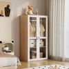 Kleiderschrank-Set mit Acryl-Türen & 4 Schubladen, 80x50x150 cm + 80x54x90 cm, Natur/Weiß Bild 4