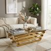 Couchtisch Gold und Klarglas 130 x 70 x 35 cm Bild 2