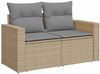 vidaXL 9-tlg. Garten-Sofagarnitur mit Kissen Beige Poly Rattan 3326370 Bild 5