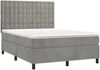 vidaXL Boxspringbett mit Matratze & LED Hellgrau 140x200 cm Samt 3136365 Bild 3