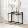 FineBuy Konsolentisch Set 2er Metall mit Glasplatte, Moderne Dekotische für Flur Wohnzimmer, Schmale Ablagetische im Industrial Design, platzsparend und ineinander schiebbar Bild 4