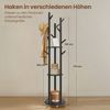 Garderobenständer, Kleiderständer mit 11 Haken und 3 Ablagen, 4 drehbare und abnehmbare Rollen, tintenschwarz Bild 2