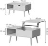 Couchtisch Stora Weiß 76 x 45 cm mit Liftfunktion Vicco Bild 2