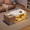 Merax Couchtisch hochglanz Sofatisch Beistelltisch mit LED-Beleuchtung (1-St, 105x50x36 cm), Wohnzimmertisch mit Glastrennwand, Stauraum und App-Steuerung Bild 3