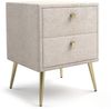 Lomadox Nachtschrank BERNALDA-166 Beige, modernes Design mit Stoffbezug, 2 Schubladen Bild 3