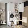 Roomart Waschmaschinenschrank 95 cm mit Schrankaufsätzen & Ausziehbrett - SERIE 3 - BHT: 134×240×66,8 cm – Hauswirtschaftsraum & Waschküche • Weiß Bild 2