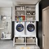 Roomart Waschmaschinenschrank 95 cm mit Schrankaufsätzen & Ausziehbrett - SERIE 3 - BHT: 134×240×66,8 cm – Hauswirtschaftsraum & Waschküche • Weiß Bild 4
