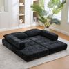 Klappsofa Bett mit Kopf- & Lendenkissen, multifunktionales Schlafsofa, 2-in-1 Faltsofa mit hochdichtem Schaumstoff,Schwarz Bild 4