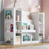 Kinderregal, Bilderbuchregal mit Stauraum, Kinderschrank & Kinderbuchregal, Holzmöbel für Kinderzimmer, Weiß, 140 x 30 x 95 cm Bild 4