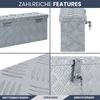 Aluminiumbox mit Deckel - Abschließbar | Alubox Deichselbox Alu Anhängerbox Werkzeugkiste Metall Transportbox Metallkiste, 48,5x14x20cm Silber Bild 5