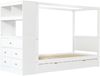 Merax Kinderbett Einzelbett Holzbett Jugendbett 90x200cm mit Stauraum und Seitenschrank, Klassisches Bett mit Lattenrost, Himmelbett, Weiß Bild 3