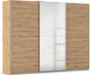 rauch Kleiderschrank, Schwebetürenschrank KULMBACH, 3-türig, 1 Spiegeltüre, inkl. Türdämpfer und weiterem Zubehör, Eiche Artisan, 271 x 211 x 62 cm Bild 3