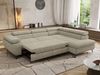 MKS Möbel 'Pablo L-Form' Ecksofa mit Schlaffunktion, verstellbare Kopfstützen, Beige, Struktur, ohne Topper, Rechts Bild 4