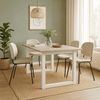 Finori Houston 80B Auszugstisch, Dekor Sandstein / weiß | Auszugstisch für Esszimmer | Maß: B x H x T ca. 120-160 x 75 x 80 cm | Zeitlos & Praktischer Auszugstisch - ausziehbar von 120 cm auf 160 cm (1 Einlegeplatte á 40 cm) Bild 2