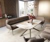 Esszimmerbank Taya-Flex 285x190 cm Strukturstoff Soft Taupe Kreuzgestell kantig Effektfinish Titan Taschenfederkern Links Bild 1