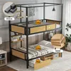 Etagenbett mit 2 Liegeflächen und Lattenrost, 90x200 cm, Kinderbett mit Regal, Schublade und Rausfallschutz, Metallbett Bild 3