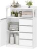 Badezimmerschrank, Küchenschrank, 30 x 80 x 110 cm, Aufbewahrungsschrank mit 4 Schubladen und Offenem Regal, Badschrank Hoch, Verstellbare Ablage, für Badezimmer, Wohnzimmer, Weiß Bild 2