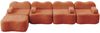 4-Sitzer modulares Ecksofa H 70 x T 384 x B 167 cm mit Ottoman aus Samt, rahmenlos, in Orange Bild 4