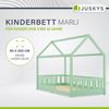Juskys Kinderbett Marli 90 x 200 cm mit Matratze, Rausfallschutz, Lattenrost & Dach - Massivholz Hausbett für Kinder - Bett in Mint Bild 2