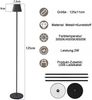 ZMH Stehlampe Wohnzimmer LED Dimmbar Stehleuchte - Schwarz Standleuchte Modern USB Akku Stehlampe Lampe mit 3 Farbtemperaturen für Schlafzimmer Arbeitszimmer und Büro 125 cm Bild 3