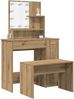 vidaXL Schminktisch-Set mit LED-Leuchten Altholz-Optik Holzwerkstoff 3329185 Bild 1