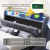 Kinderbett Polsterbett 90*200cm, Mit farbwechselnden Lichtern und USB-Steckdose, Kopfteil aufklappbar, Mit Hydraulischem Stauraum, Mit Handytasche, Multifunktionales Einzelbett, Leinenstoff Grau Bild 5