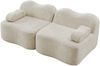 Ecksofa Beige mit tiefer Sitzfläche, Samtbezug und modularer Wellenform, rahmenloses Wohnzimmersofa,70x192x98 cm Bild 5
