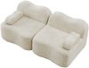 Ecksofa Beige mit tiefer Sitzfläche, Samtbezug und modularer Wellenform, rahmenloses Wohnzimmersofa,70x192x98 cm Bild 4