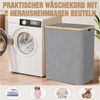 skelo Wäschekorb 160L Wäschekorb mit Deckel, Abnehmbare Wäschesack, Große Faltbare (1 St, Innentaschen + Wäschekorb), Wäschekorb für Schlafzimmer, Bad, Schlafsaal, Waschküche Bild 3