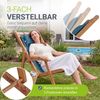 JUSKYS® Sonnenliege Tavira Petrol - Klappbar, 3-fach verstellbare Rückenlehne, mit abnehmbarem Kopfpolster, wetterfest, geöltes Akazienholz, 2er Set Bild 2
