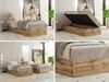 Boxspringbett, Einzelbett WOOD ZERO 90 x 200 cm, Hotelbett ohne Kopfteil, Bett mit Stauraum, 7-Zonen Multipocket-Matratze - Hellbraun Cordstoff - H3 - Topper Visco Bild 2