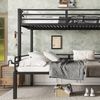 Etagenbett mit Eckleiter & Stauraum, Metall und MDF, 90x200/120x200 cm, Schwarz, ohne Matratzen Bild 5