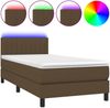 vidaXL Boxspringbett mit Matratze & LED Dunkelbraun 100x200 cm Stoff 3133296 Bild 2