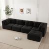 Ecksofa Schwarz, modular, Cordbezug, 74 cm tiefe Sitzfläche, ohne Gestell, ohne Aufbau,69x386x177 cm Bild 3