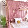 Baby Fancyroom Betthimmel Betthimmel Tüll Hausbett Kinderbett 2 Stück 340cm 380cm Montessori (3-tlg. Set mit 2x Betthimmel und einer 20er Pomponkette, Baldachin, Kinder Betthimmel Baldachin Himmel Deko Set), Betthimmel für Hausbett Montessori Bild 4